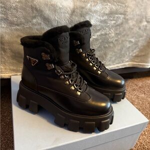 Prada Women's Black Moto Boots